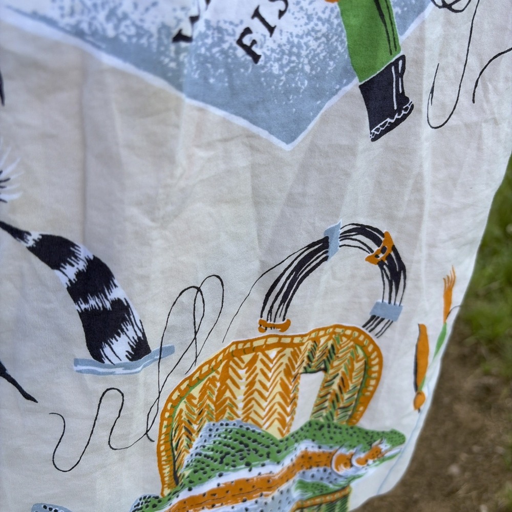 J.CREW Fishing Print Dress Size 4 Cotton Sundress Salt Water Fish Marlin Trout - Picture 6 of 16